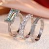 Large Rectangular Stone Stacking Rings European Style Engagement Band Ring  Anniversary Occasion