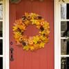 Artificial Wreath Garland Rattan Frame  Festival Pumpkin Maple Leaf  Fall Holiday Decoration