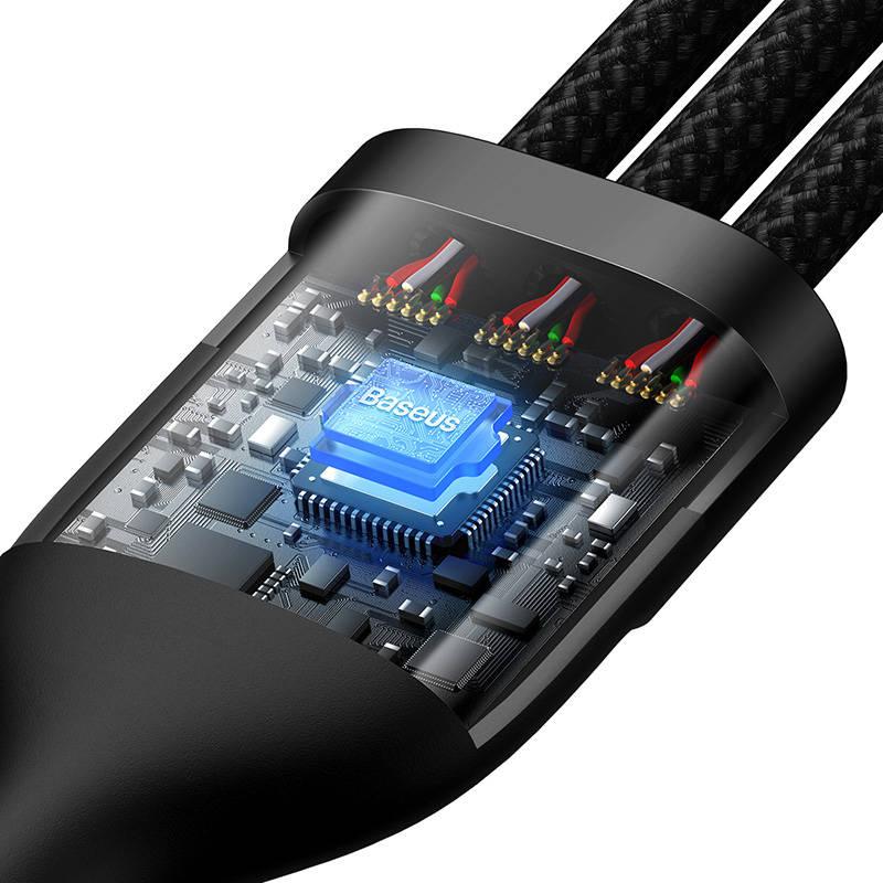 Kabel Usb 3W1 Baseus Flash Series, Usb-C + Micro Usb + Lightning, 100W, 1.2M (Czarny)