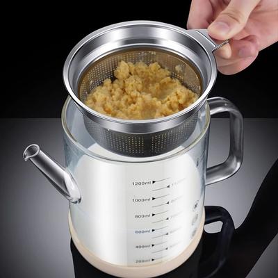 1.2L/1.5L Glass Oil Filter Pot Soy Milk Yogurt Strainer Glass Container Food Strainer with Scale