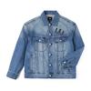 Comfortable Year Of The Horse Theme Embroidered Blue Letter Number Regular Long Sleeve Polo Loose Denim Jacket Unisex Jackets LMT011847101291A09960