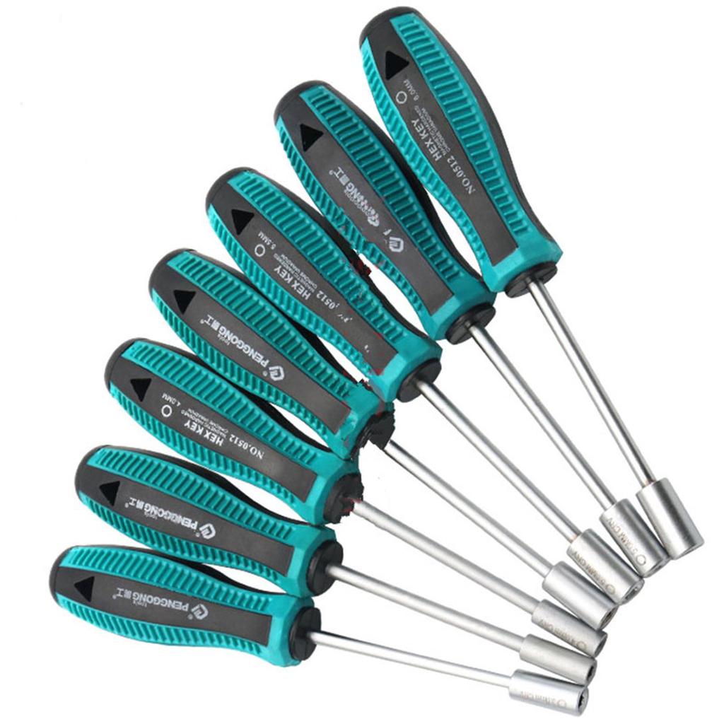 0512 Portable 7pcs Hex Socket Sleeve Metal Socket Driver Wrench ...
