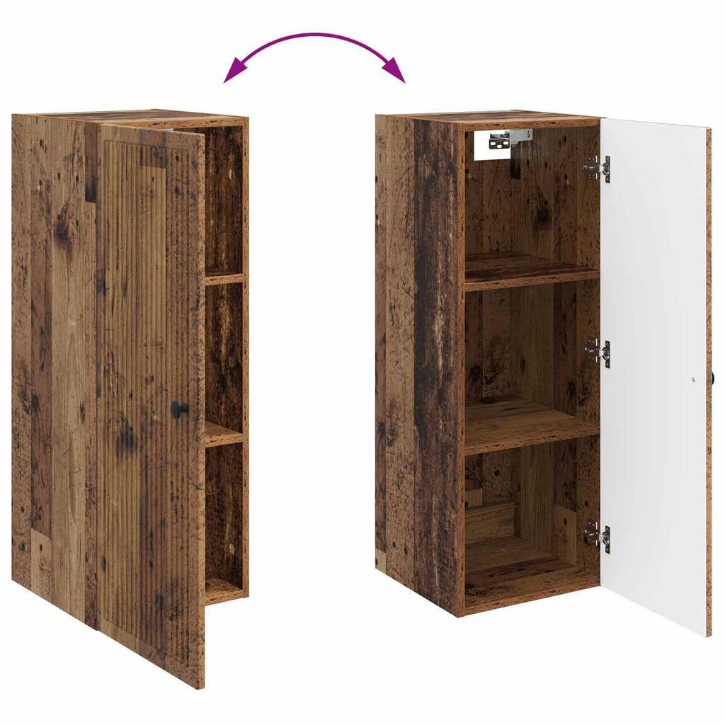 Wall Mounted Cabinet Reclaimed Wood Look 33 X 34.5 X 90 Cm Particleboard