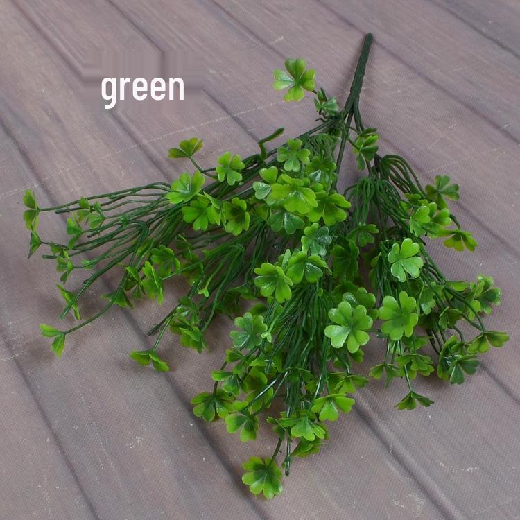 Seven-Fork Four-Leaf Clover Kindergarten Decor: Artificial Green Plants & Flowers
