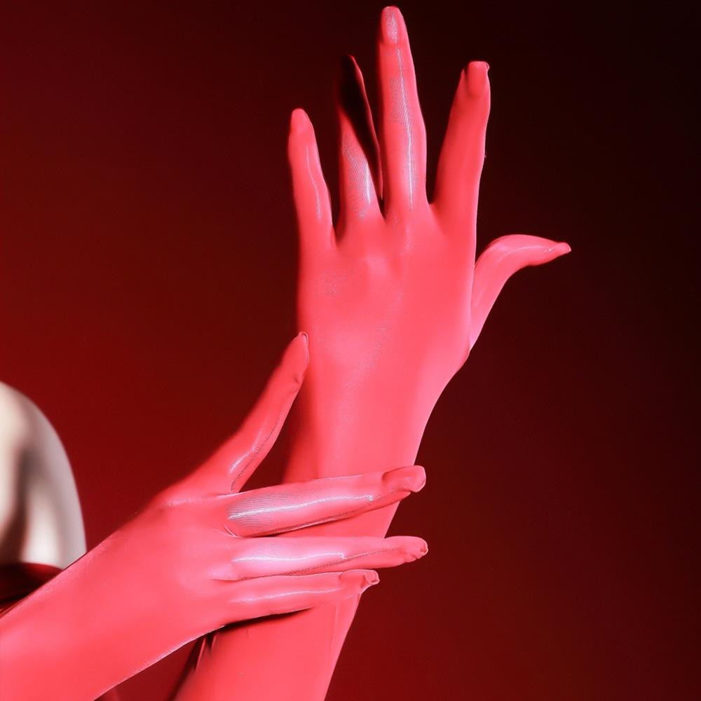 Women'S Five-Finger Glossy Silk Stockings And Gloves, Aurora Hand Stockings, Sexy And Erotic, Horse Oil White Stockings, Black S