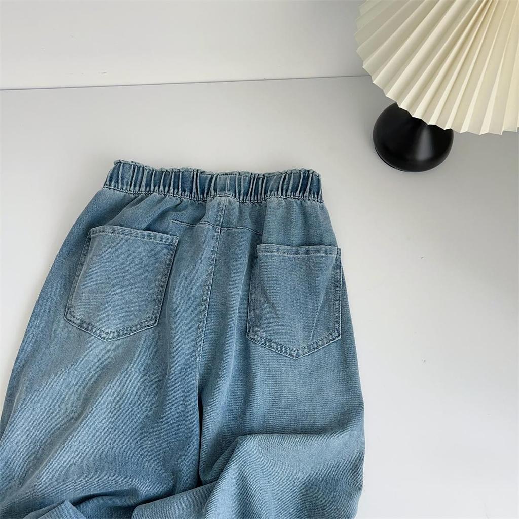 Women's High Waist Lyocell Tencel Wide-Leg Floor-Length Denim Pants - Summer Style