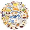 35pcs Playful Coffee Stickers Cartoon Beverage Coffee Stickers Teacher Reward Stickers For Suitcase Fridge Phone Luggage Laptop