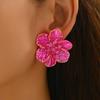Elegant Black Flower Stud Earrings for Women Vintage Colorful Crystal Acrylic Petal Earrings Wedding Party Jewelry Accessories