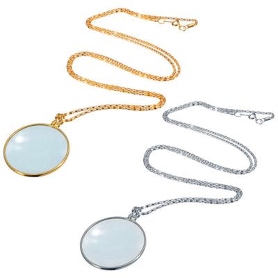 Lente di ingrandimento rotonda da lettura con ciondolo a catena lunga, collana 5x