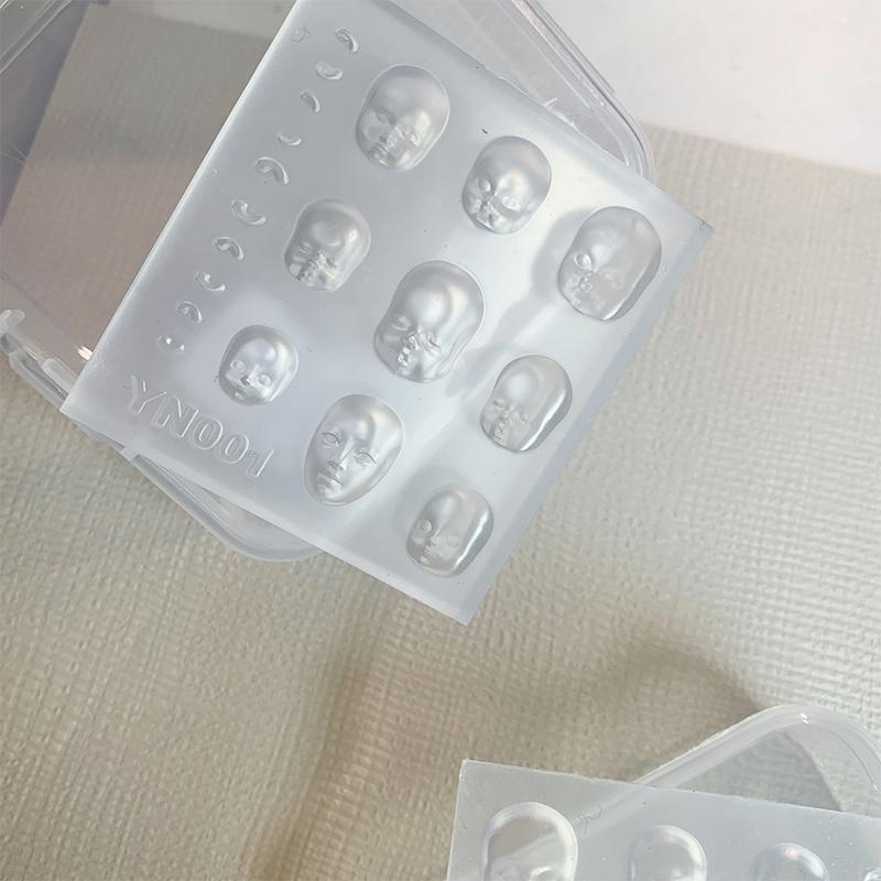 Cartoon Human Face Doll 3D Silicone Nail Mold Hand Engraving Mold Nail Art Decorations Silicone Fashion Manicure Mold Accessory