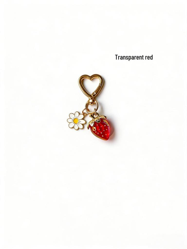 Charming Bowknot Heart-Shaped Strawberry Keychain