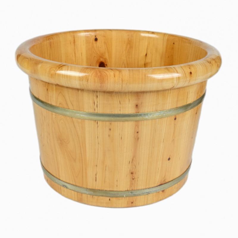 Cedar Wood Foot Bath Basin with Acupoint Massage - Household Wooden Soaking Bucket