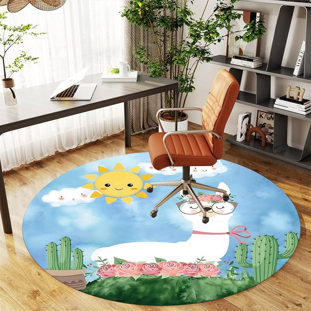 1pc llama flower Round Chair mat Area Rug - Non-Slip, Floor Mat for Office, Bedroom, and Indoor Decor c1125380