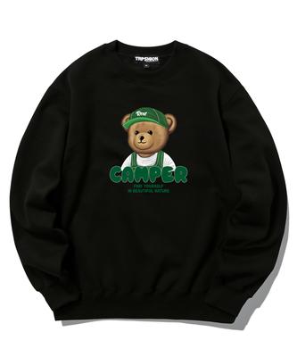 TRIPSHION Camper Bear Graphic Crew Neck - Black