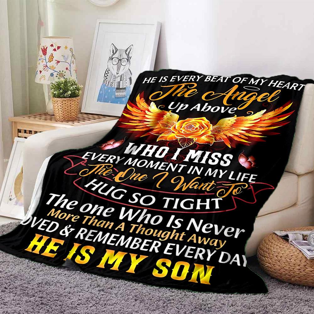 1PC Son Memorial Quote Blanket, Throw For Sofa, Bed, Travel, Printing Blanket With Soft And Warm Fabric Yy250918187