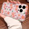Pink And Purple Flower Print Phone Case For iPhone 17 Air 11 12 13 14 15 16 Pro Max 16e XS X XR 16 Plus Transparent Soft Cover
