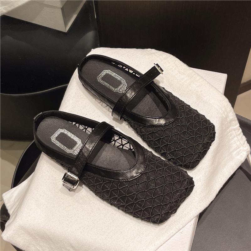 Flat-bottomed French bag head, half slippers, outer wear women's shoes, new mesh breathable and comfortable soft-soled sandals in summer 2025