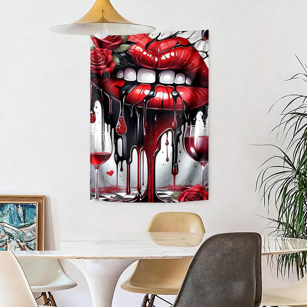Lips Wall Decor Tapestry Art For Pet Memorial Birthdaywedding Party Backdrop Family Gift