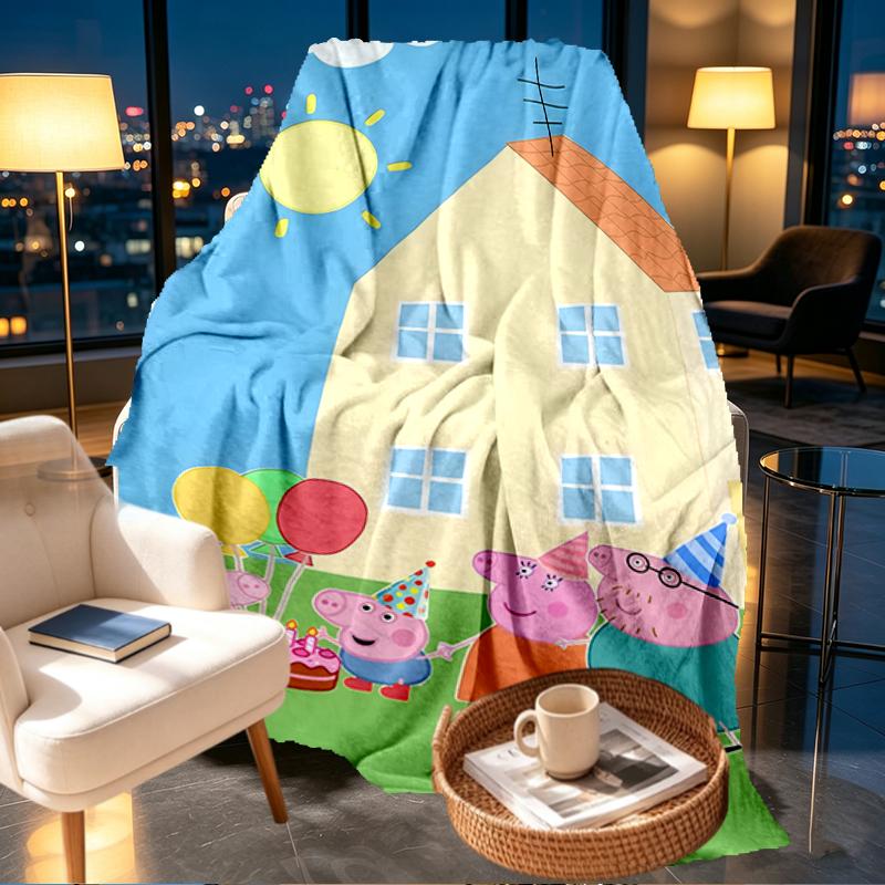 Peppa Pig Print Blanket - Soft & Comfortable, for Bedroom, Travel, Sofa, Home Decoration - Birthday Christmas Gift for Friend