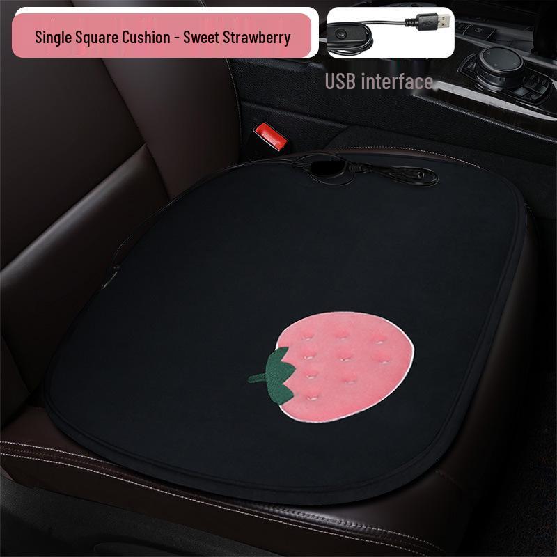Plaid Heated Car Seat Cushion for All Seasons - Single Seat Interior Accessory.