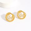 French vintage imitation pearl temperament stud earrings irregular round niche earrings daily casual versatile earrings