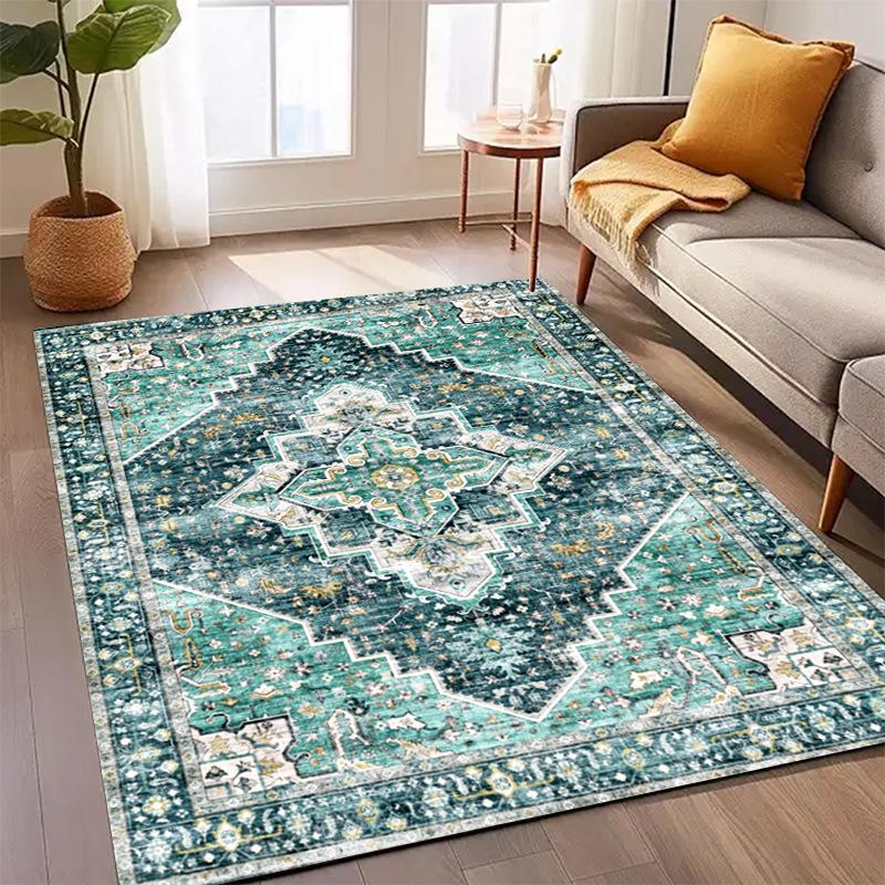 Klassisk Europeisk Tryckt Matta för Vardagsrum Heminredning Sovrum Kök Halkfria Mattor Områdesgolvmatta Tvättbara Mattor