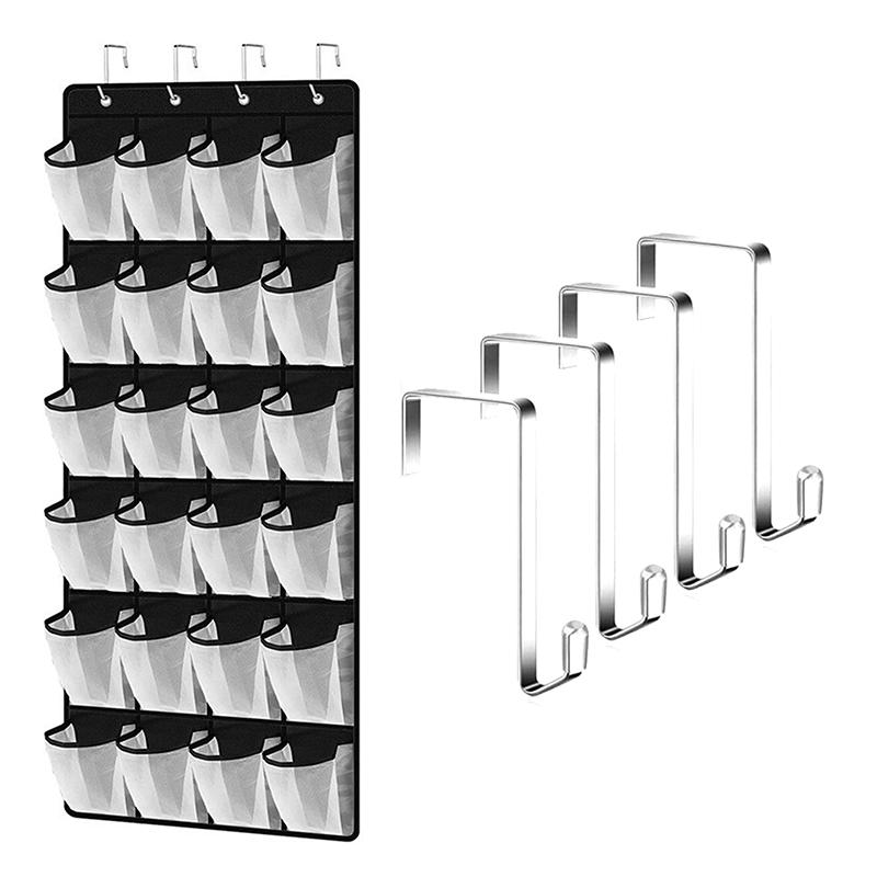 Компактный органайзер для обуви на дверь с 24 дышащими сетчатыми отделениями чёрный 1390₽