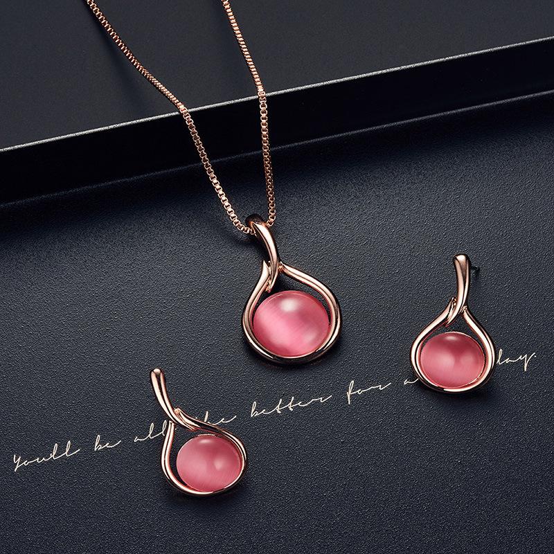 Cat's Eye European & American Statement Necklace and Earring Set - Bridal Jewelry Collection