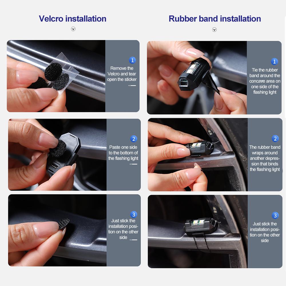 7 Colors Vibrate Style LED Anti Collision Warning Light Motorcycle Strobe Light Turn Signal Indicator Light USB Powered