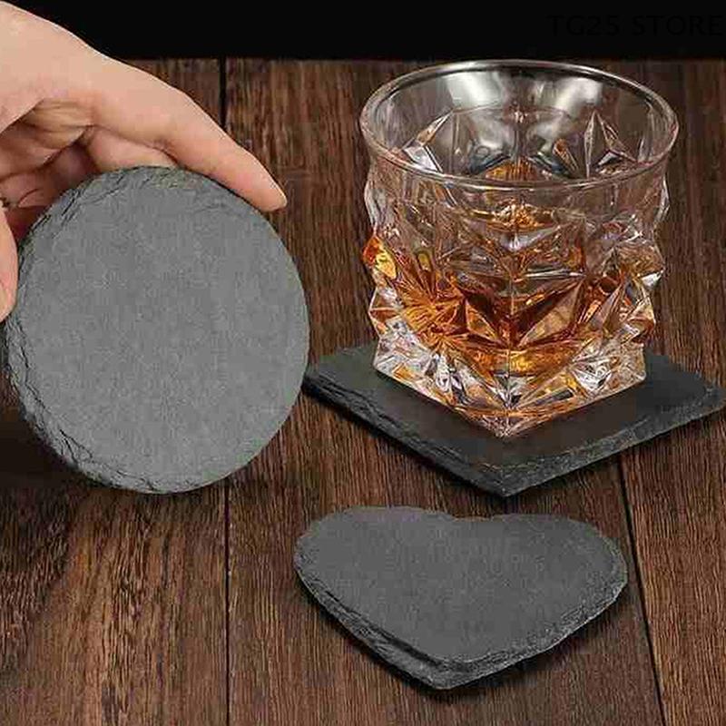 Tischuntersetzer Japanischer Stil Wiederverwendbarer Schieferstein Getränkeuntersetzer Dekorative Küche Teetasse Becher Hitzebeständiger Steinuntersetzer