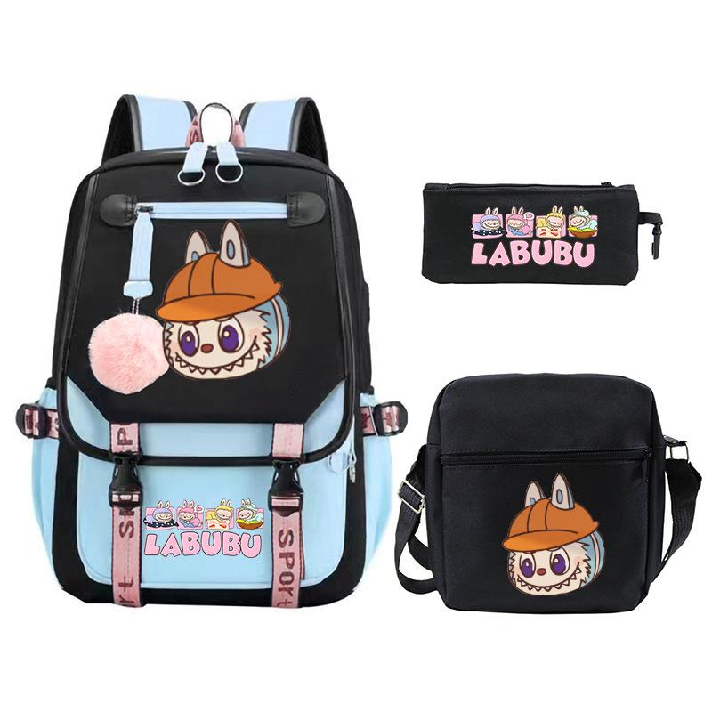 Cartoon Printed Children's Backpack Large Capacity Campus Trend Student Schoolbag Three-piece Set
