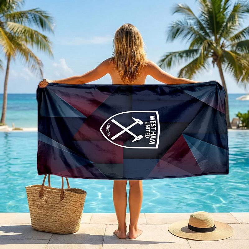 West Ham United Fußball Strandtuch Weiches Mikrofaser Sommerhandtuch Schnelltrocknend Saugfähiges Handtuch für Strand Schwimmbad Reisen