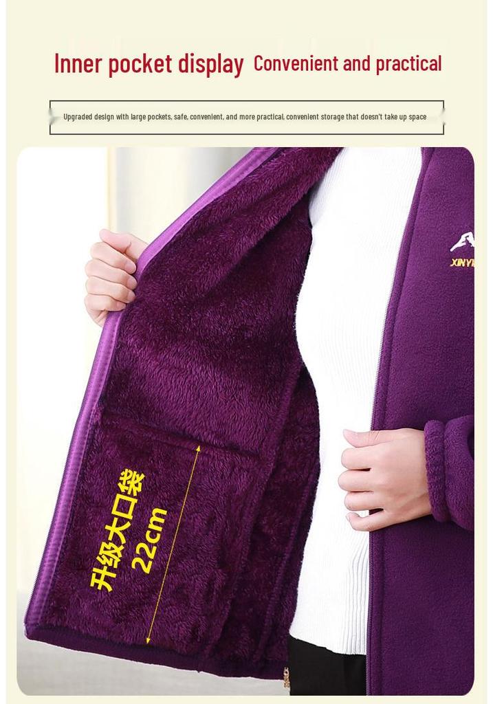 Mid-Aged & Elderly Fleece Sherpa Sweatshirt: Warm Stand Collar Jacket for Fall & Winter.