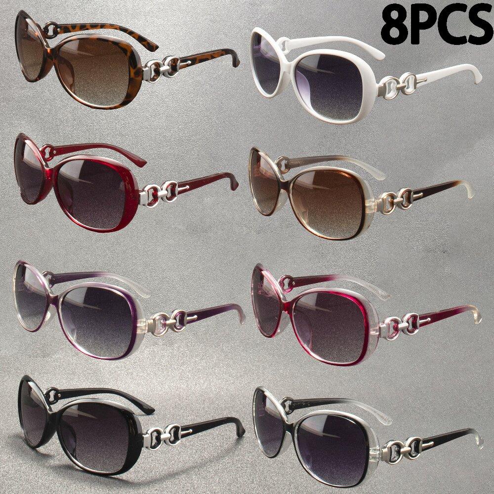 

8PCS Fashion Square Sunglasses Women Luxury Brand Big Purple Sun Glasses Female Mirror Shades Ladies Feminino