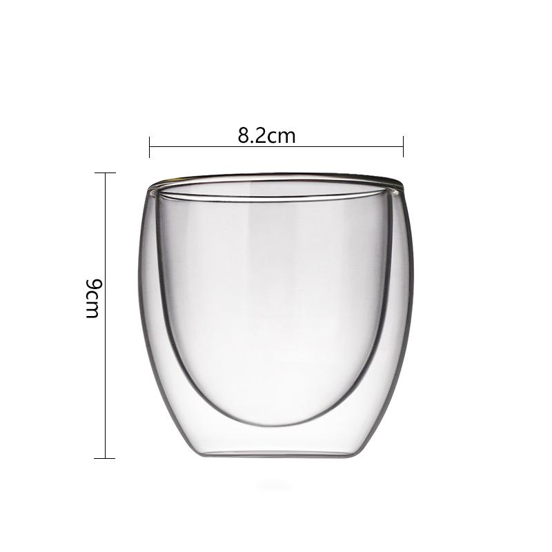 80ml/225ml/320ml Doppelwandiges Glas Tasse Kaffeetasse Hitzebeständig Teetasse Latte Mocha Kaffeetassen Wasserflasche Trinkgläser