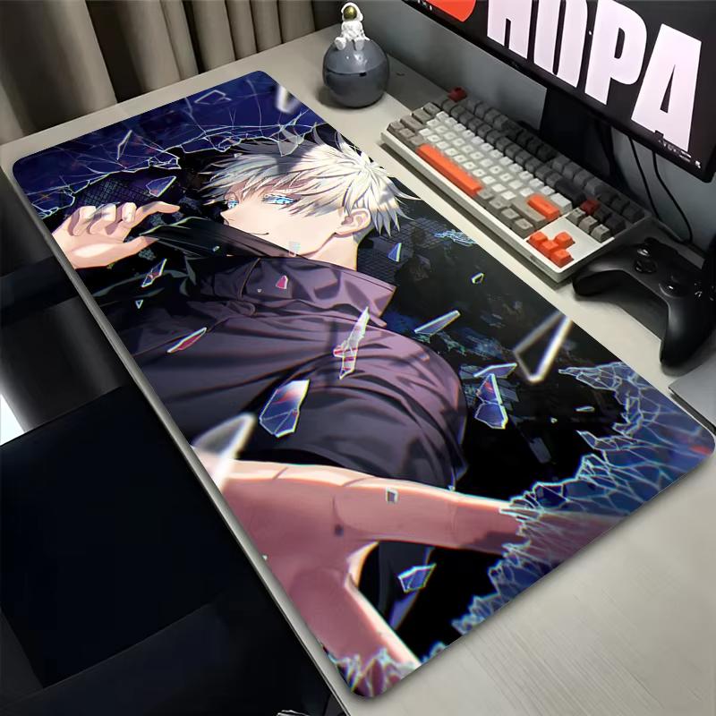 Mauspad Computer Gaming Zubehör Cooles HD-Mauspad Gummi Erweitertes Schreibtischunterlage Laptop Gamer J-jujutsu Kaisen Gojo Tastaturpad