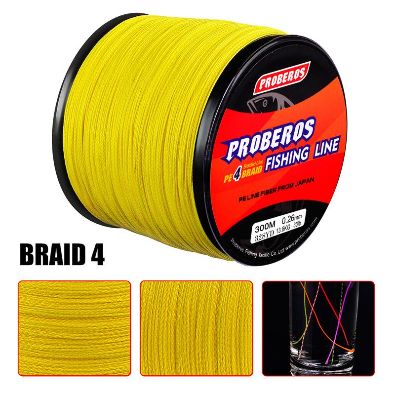 High Quality 300m PE 4x Braided Fishing Line PE Material Super Colorful High Horsepower Strong Fishing Line (Yellow,300m&1.5) жёлтый