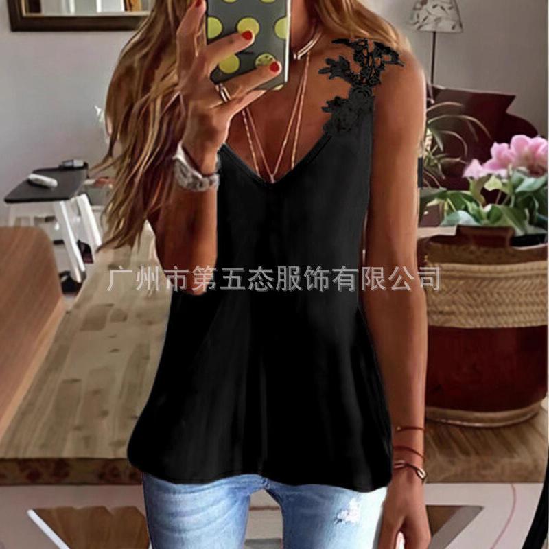 Summer new V-neck lace top women's vest