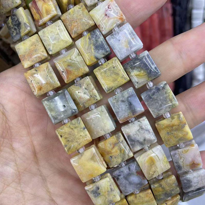 Naturstein Achat Kristall gerillte quadratische Schmuck-DIY-Accessoires, 10x10 unregelmäßige Stücke