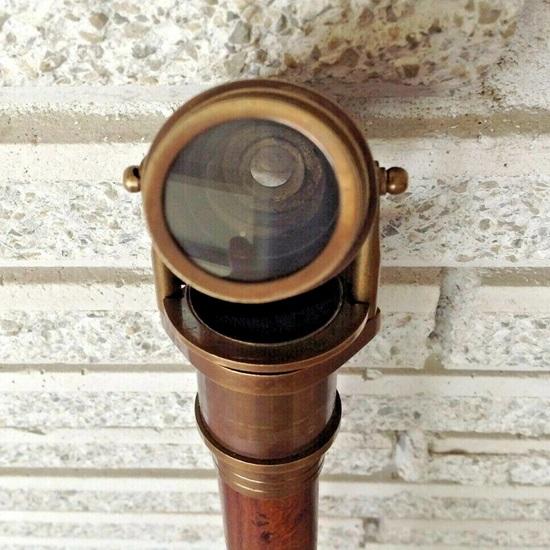 Brass Telescope Handmade Hardwood Walking Stick 3 Piece Steampunk Larping Renaissance Medieval Cosplay Reenactment