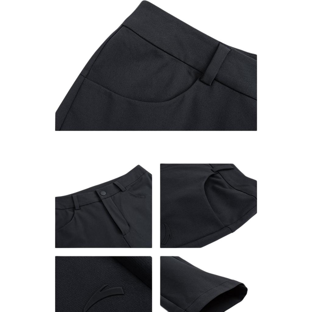 Anta Training Series Solid Color Mid-Rise Comfortable Breathable Versatile Straight Leg Casual Pants Women Bottoms Black 162437501-1