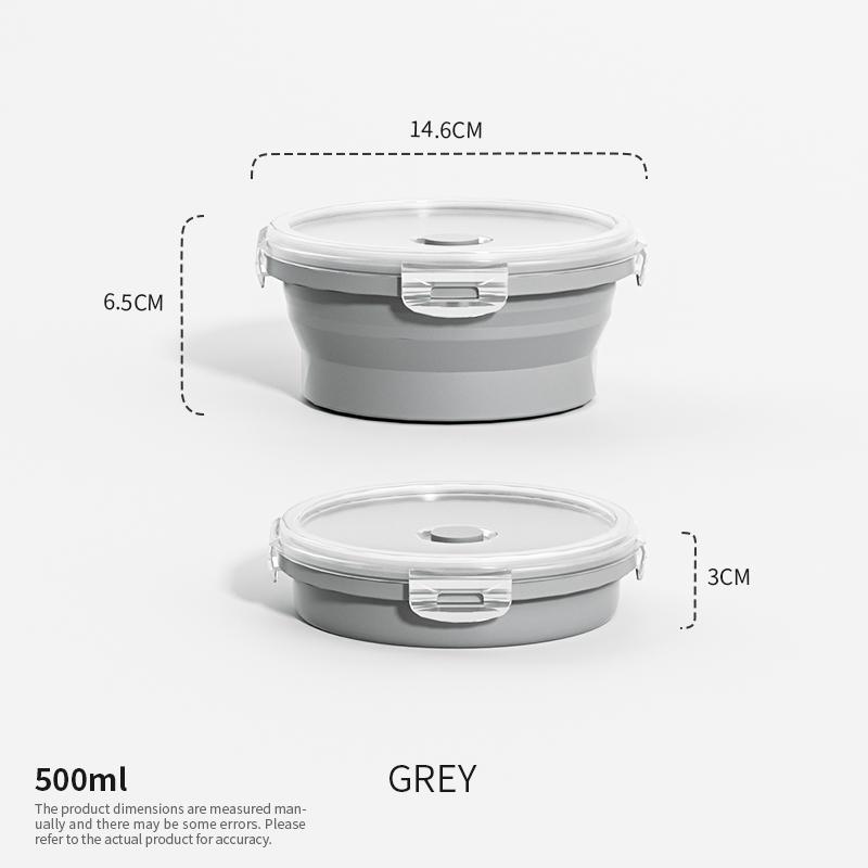 Collapsible Food Storage Containers Foldable Silicone Lunch Containers with Lids Rectangle Collapsible Bowls Round Food Bowls 2