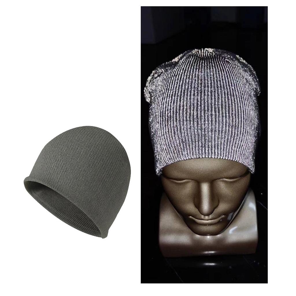 Reflective Knitted Hat for Men Women Winter Sport Unisex Cuffed Warm Winter Hat Windproof Cycling Hat for Skiing Cycling