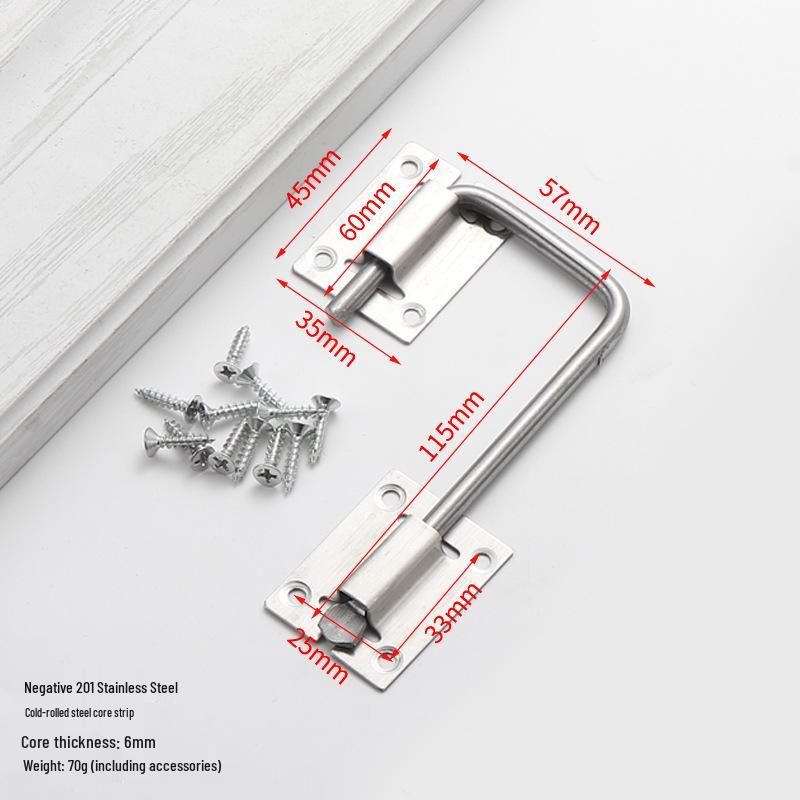 

No-Drill Stainless Steel Anti-Theft Door Bolt Latch - Childproof, Universal 90°/180°