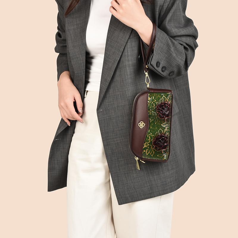 Elegante Borsa a Tracolla Floreale Goffrata da Donna – Mini Borsa a Spalla Vintage con Dettagli Dorati