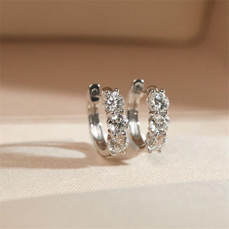 Small Hoop Earrings 925 Sterling Silver Hollow Sparkling Ear Buckles For Women Wedding Fine Jewelry