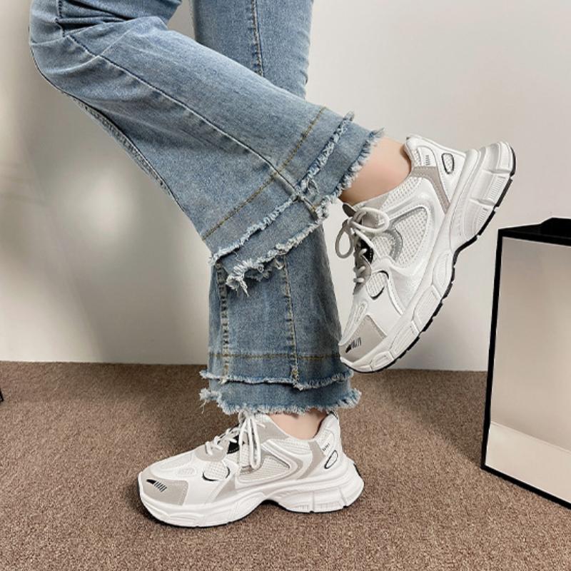 Fashion Thick Soled Height Increasing Vulcanized Women's Shoes 2024 New Versatile Breathable Casual Sports Shoes Daily Wear Resistance