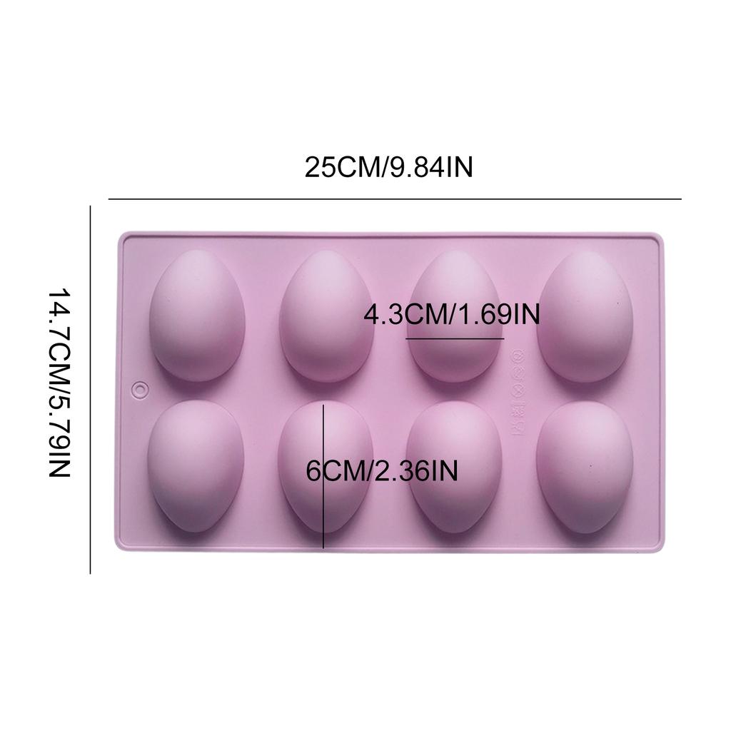 8-Cavity Easter Egg Shape Silicone Molds Baking Supplies Egg Shaped Silicone Molds for Cake Decorating Chocolate Candy