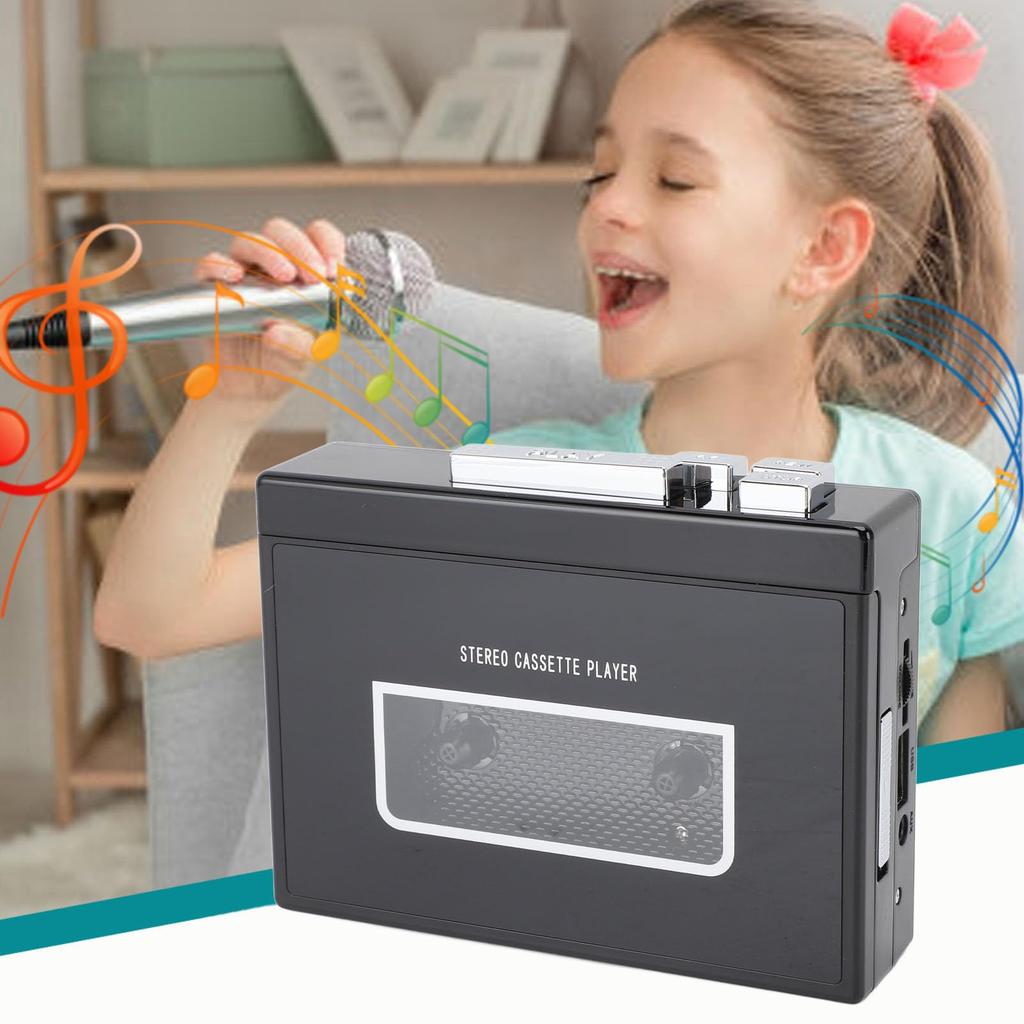 Portable Walkman Cassette Player with Automatic MP3 Stereo FM Ideal for Travel Reverse, Converter, Sound, 5.0, Radio, 3.5mm Jack, (B)