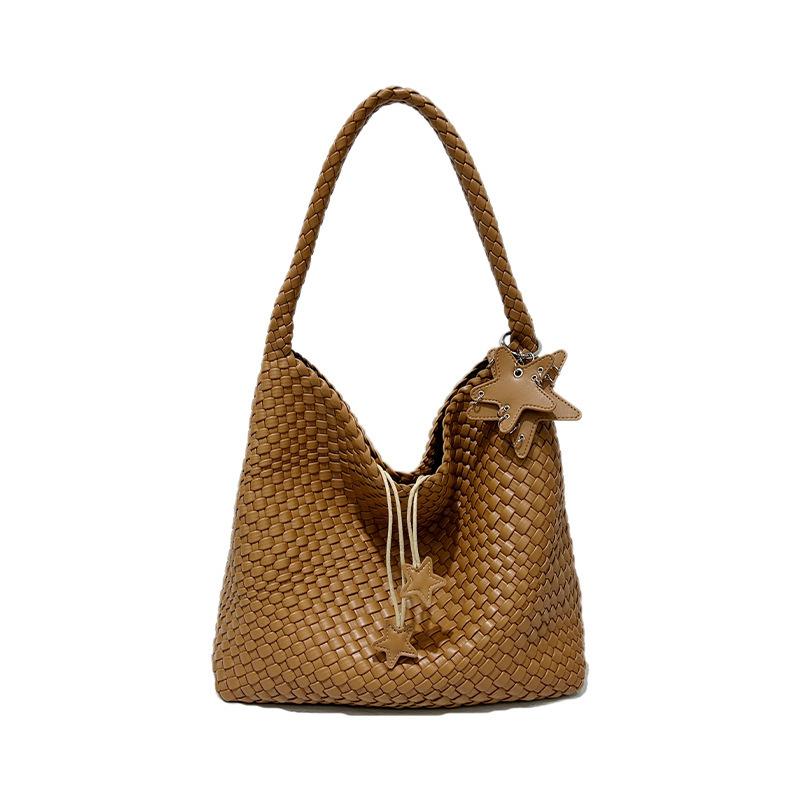Gun with champagne woven bag tote bag large capacity underarm shoulder large bag handbag bucket bag